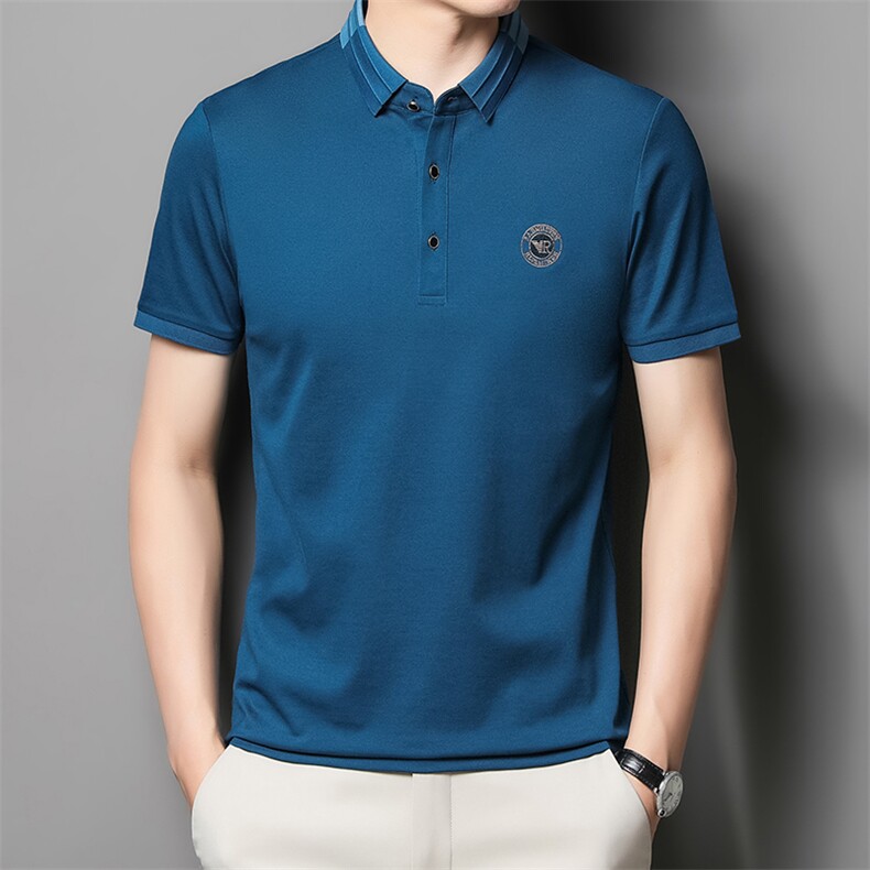 2024夏季短袖T恤翻领半袖纯色男士休闲内搭中年polo衫QP1662-P57，男装Polo衫，星座1105-3