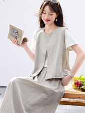 现货2026夏装新款女神时尚三件套套装，女装套装/套裙，木子恋