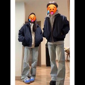 美式高街复古老钱风薄款夹克冲锋衣男女纯色休闲宽松boxy飞行外套图片