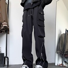 A853-P47拉链冲锋裤子男春季高街潮牌工装裤男款休闲多口袋，男装工装外套，电商B323A