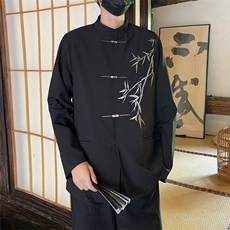 新中式西装订婚男装竹叶刺绣立领入秋外套女高级感敬酒服唐装西服，男装夹克，星座1013-1