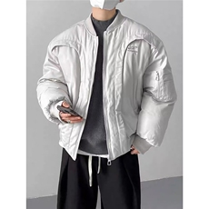 弧形飞行夹克棉服男美式高街cleanfit解构加厚保暖宽松棒球服外套，男装夹克，星座506A