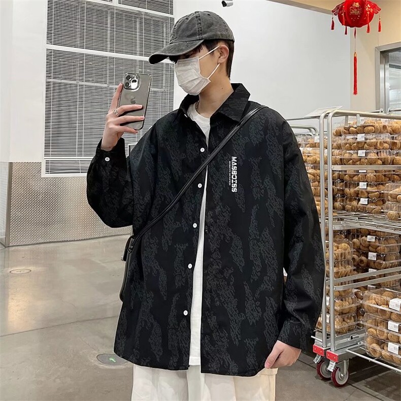 长袖衬衫春款男港风潮流C90P34,男装衬衫,星座1116-2