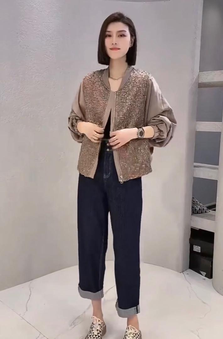 2022秋季新款时尚百搭宽松显瘦短外套,女装短外套,L·H·X