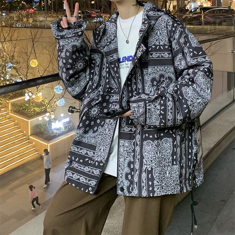 XZ213-19JK41-P98控118港风大码秋季潮牌印花连帽冲锋衣夹克上衣,男装夹克,星座213