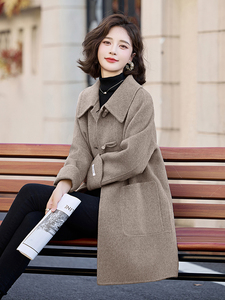 双面羊毛大衣女短款2025春季爆款高级感时尚减龄今年流行毛呢外套图片