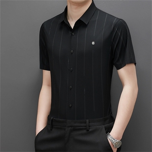 2023夏季新款中青年男士商务休闲短袖打底衬衫潮流短袖上衣服男装图片