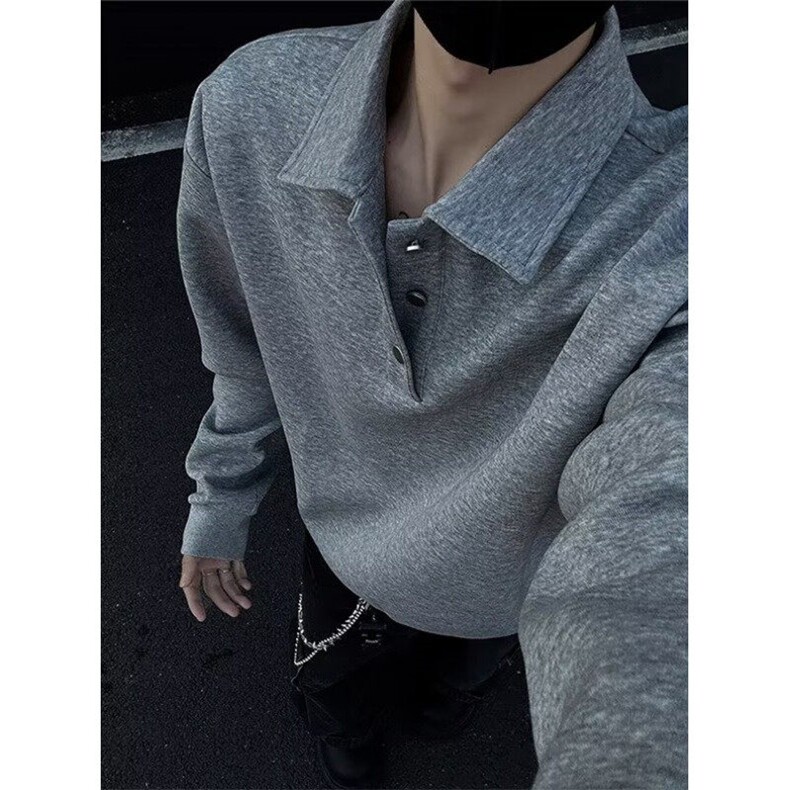 翻领卫衣男款春秋美式复古polo衫痞帅潮流宽松长袖内搭WJ61,男装卫衣,星座1116A（原606A-3）