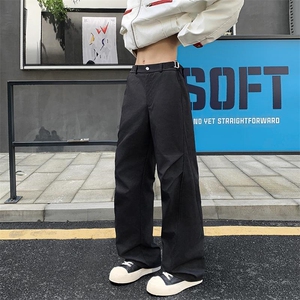 秋季新款痞帅高街褶皱大理石纹大码显瘦微喇裤男K24004-特P48控88图片