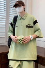 夏款青少年拼接半袖运动休闲套装印花Polo衫男女6621-P75控价108，男装Polo衫，电商A441-1