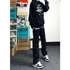 黑色牛仔裤男直筒修身美式vibe微喇裤A080-9601-常规P40，男装牛仔裤，电商A080