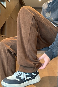QD3104-TP35控价48秋季新款质感灯芯绒阔腿裤直筒宽松休闲长裤男图片