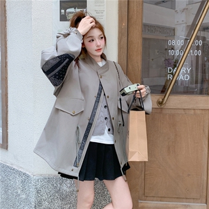 撞色工装风衣外套女2025秋装新款韩版时尚百搭宽松休闲夹克上衣潮图片