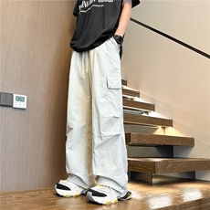 美式潮牌复古裤子工装裤男春夏季薄款多口袋阔腿休闲百搭直筒长裤，女装休闲裤，星座1210-1