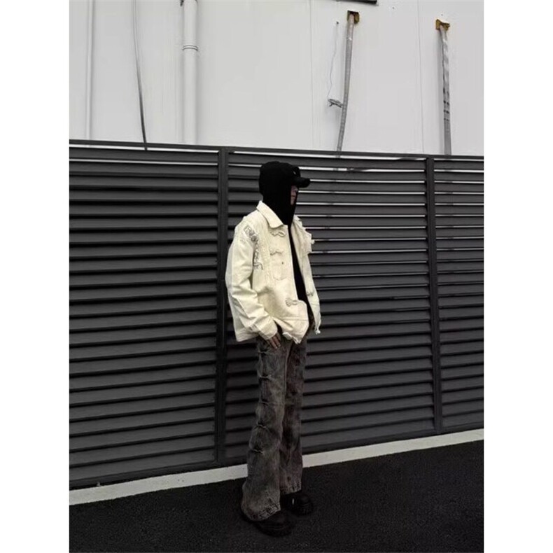 美式复古短款工装牛仔外套小众设计高级感夹克JK6997特P83,男装工装外套,星座908-1