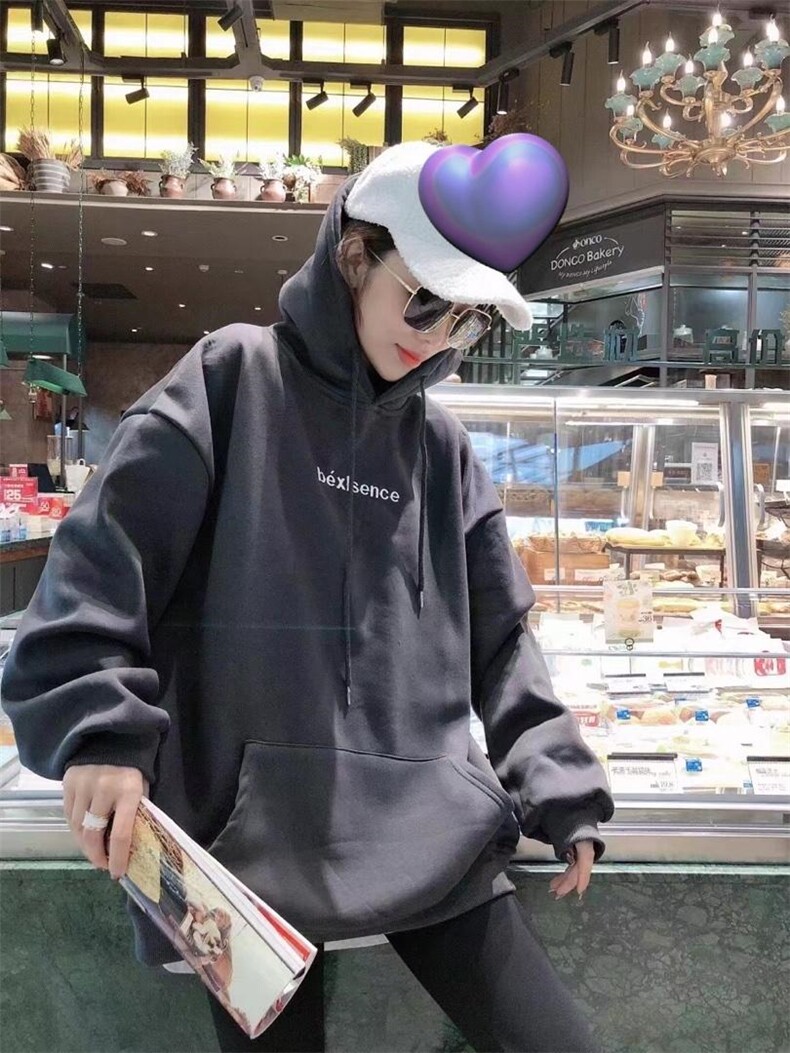 刺绣小字母加绒卫衣，女装卫衣/绒衫，一杭