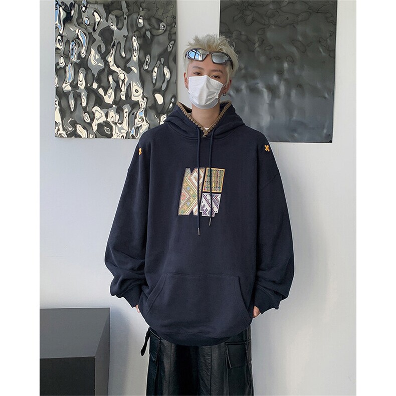 套头长袖美式潮流复古绣花卫衣男春秋圆领宽松情侣上衣WY0752-P58,男装卫衣,星座308B-1