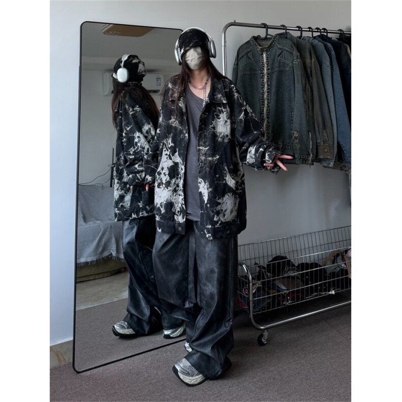 新款重工扎染休闲百搭宽松复古痞帅宽松潮牌夹克外套男35211-p85,男装夹克,星座1008
