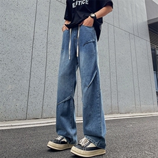 SJ-217-2-HK24158-特批45秋季水系变色直筒牛仔裤男宽松休闲裤子，男装牛仔裤，星座217-2