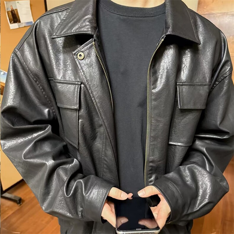 25秋冬新款~翻领皮衣男皮夹克短款外套716A-PY035-P118,男装夹克,星座716A（原星座815-4）