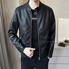 秋季短款皮衣小立领外套男韩版修身机车服P8637-P145，男装皮衣，电商A237