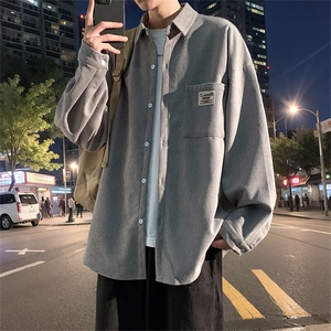 衬衫男2025春季新款港风宽松灯芯绒长袖衬衣CS025-P38图片