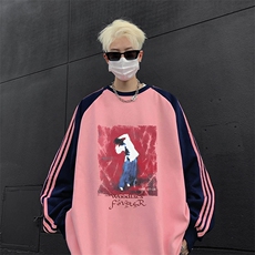 抖音得物供货提供视频秋冬重磅美式宽松织带圆领卫衣0743，男装卫衣，电商A486