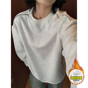 480G重磅加绒硬挺boxy男女秋冬美式高街结构拉链肩圆领卫衣厚外套图片