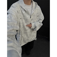 2025新款中性扎染脏脏布百搭连帽拉链开衫卫衣YY6866-P68，男装卫衣，电商C216