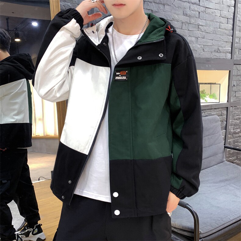 2021秋季新佳乐日系大码休闲连帽夹克撞色拼接外套男J975-P75,男装夹克,电商A001