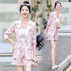 薄款西装短款套装女2024新款夏季防晒国风盘扣西服气质休闲两件套，女装套装/套裙，艾仟回(原伊仟回)