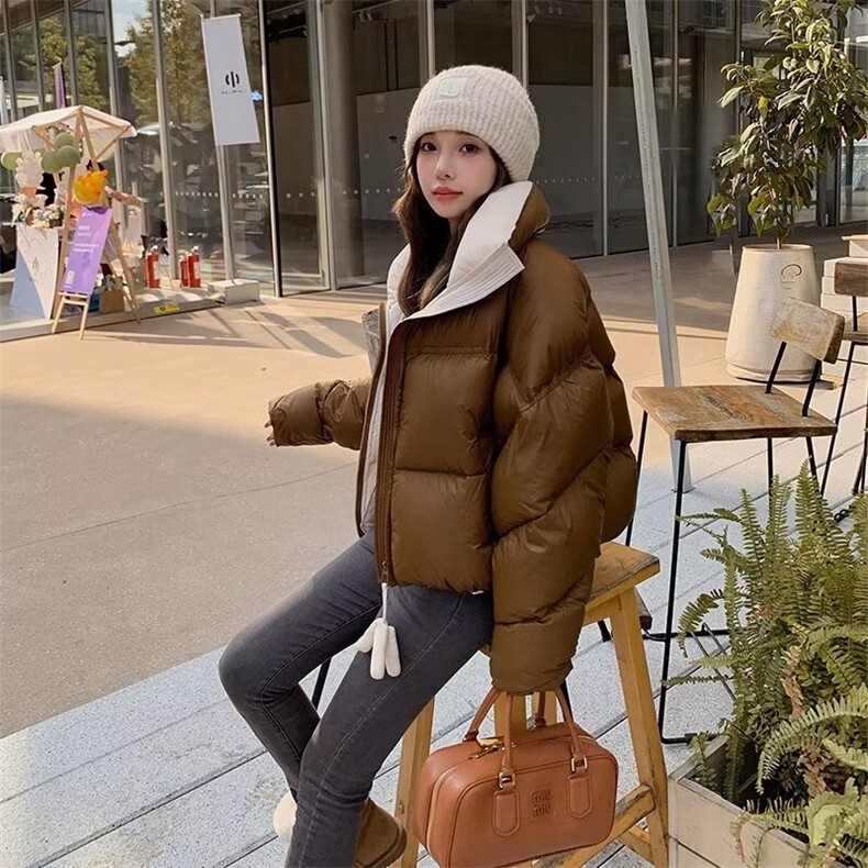 黑色棉服女2025年新款冬季小个子宽松面包服短款加厚保暖棉衣外套图片
