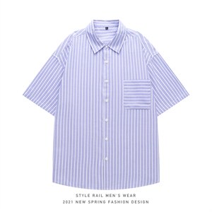 2021年夏季新款条纹衬衫男白底平铺宽松衬衫DS-C407-CS306-P35图片