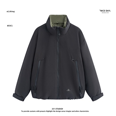 平铺~新标90白鸭绒冬季冲锋衣立领拼色羽绒服E100/P268，男装夹克，电商B331