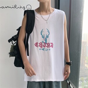！2023夏季新款男士百搭无袖T恤针织背心体恤学生坎肩X03P20图片