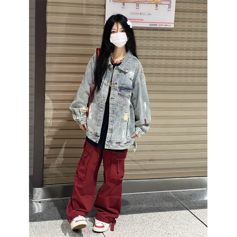 【有货】美式泼墨涂鸦破洞牛仔外套男女款春秋夹克J61HH-特P72,男装夹克,星座1007（原301D）