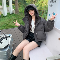 90%白鸭绒羽绒服2024冬季新款韩版短款立领连帽羽绒服外套女，女装羽绒服，美沁