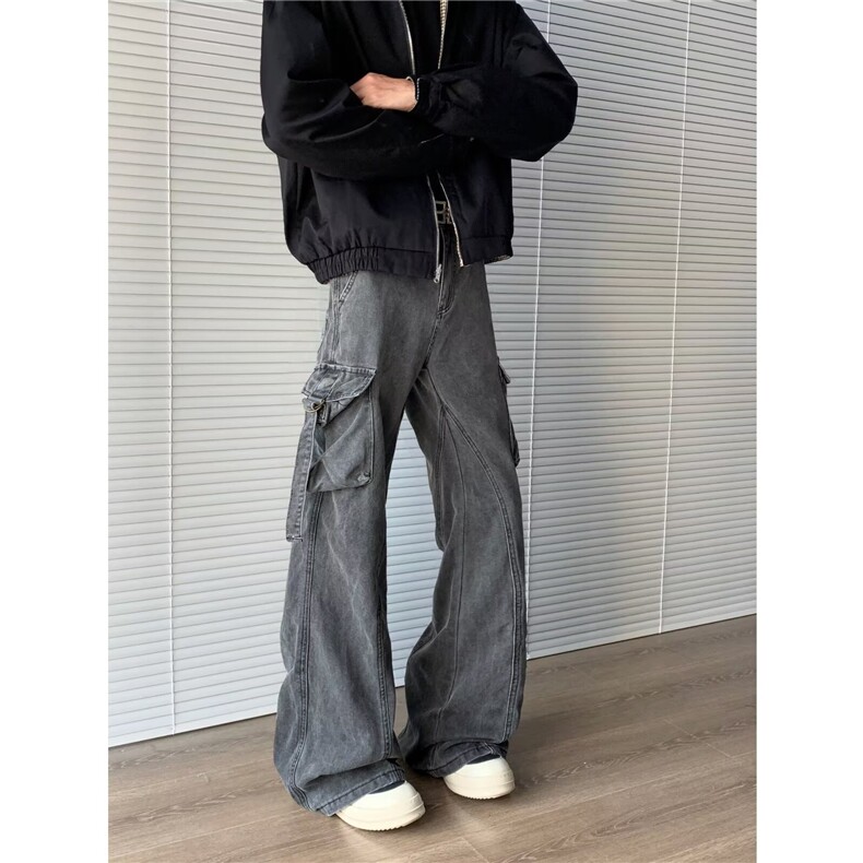 美式高街vibe绑带设计感工装牛仔裤男做旧长裤NZ810-P62,男装牛仔裤,星座308B-2