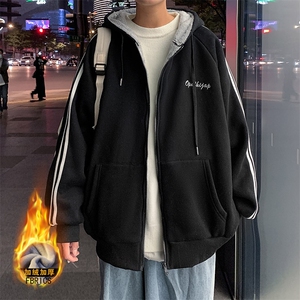 卫衣男港风宽松休闲长袖开衫潮流学生加绒大码连帽外套WY668P58图片