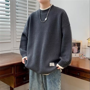 B040-P47 美式重磅复古毛衣男冬季2025新款宽松大码针织衫男士图片