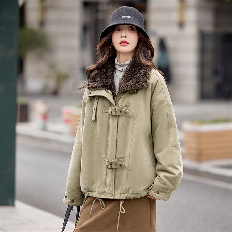 2025冬季新款卸毛领工装派克服全毛加厚内胆，女装派克服，凯瑟曼