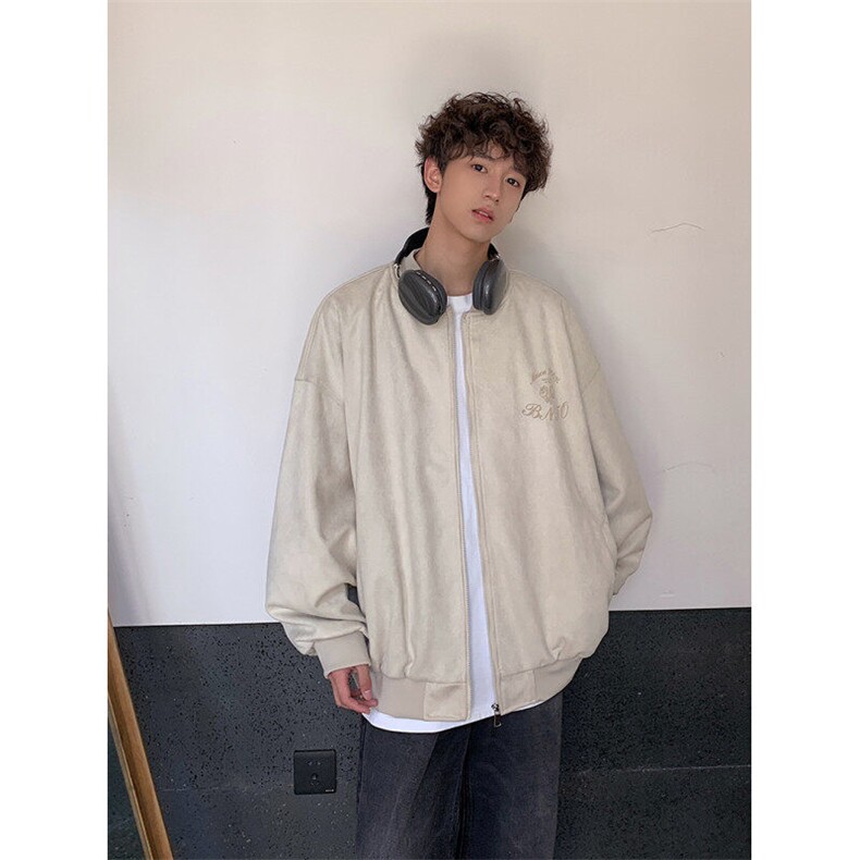 美式麂皮绒棒球服外套复古宽松潮牌夹克XZ609-WT2325-P70-控128,男装夹克,星座609