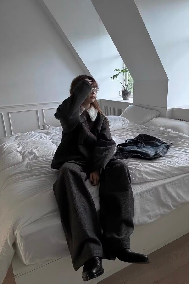 潮流混纺前纤丝套羊羔绒棉服ins文艺慵懒时尚保暖外套棉服简约搭,男装棉衣,星座302B