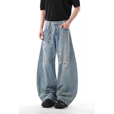 903-AK035-特P58【S-3XL】做旧闪电弯刀牛仔裤3，男装牛仔裤，星座903