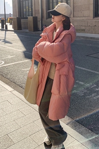 现货-2023年冬季90白鸭绒中长款羽绒服外套女图片