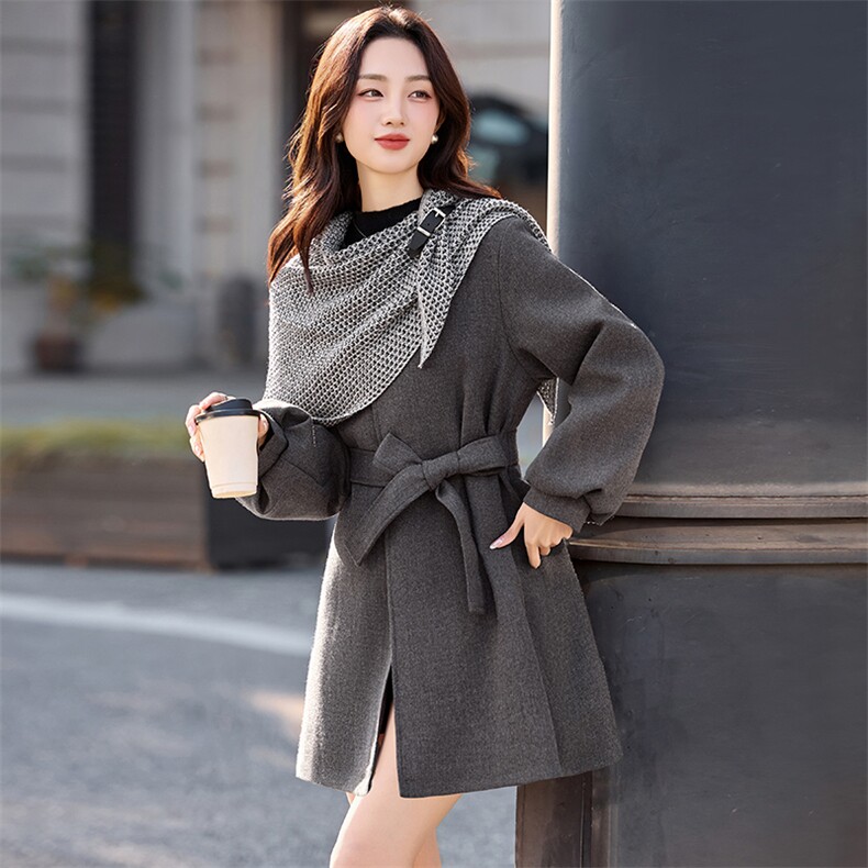 （现货）欣贝拉2025年冬季休闲淑女气质风格毛呢大衣夹棉加厚款,女装毛呢外套,欣贝拉