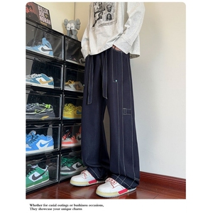 春秋高品质阳离子大码宽松休闲时尚牛仔裤设计感男士裤子,穿搭推荐男裤子图片