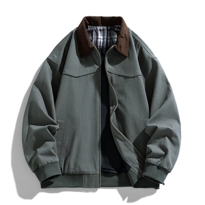 秋季大货拼色衬衫领纯棉宽松夹克男上衣外套DSA157B-J182-P75图片