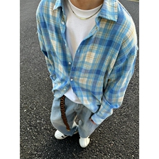 CS266CC特P36粉色现货-格子衬衫男夏季长袖情侣衬衣，男装衬衫，星座1007（原301D）