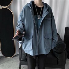 春秋季新款工装夹克韩版潮流宽松港风口袋男士连帽外套SY39-p70，男装夹克，星座1008-1